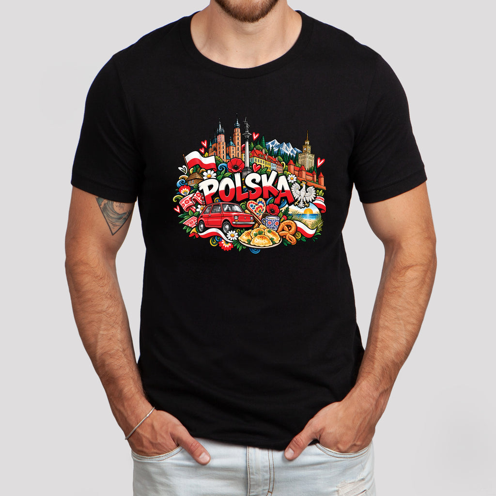 Polska colorful Poland collage Polish t-shirt - black