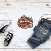Woman wearing the Polska colorful Poland collage Polish t-shirt