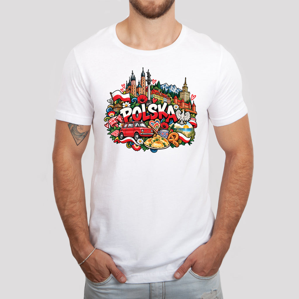 Polska colorful Poland collage Polish t-shirt - white