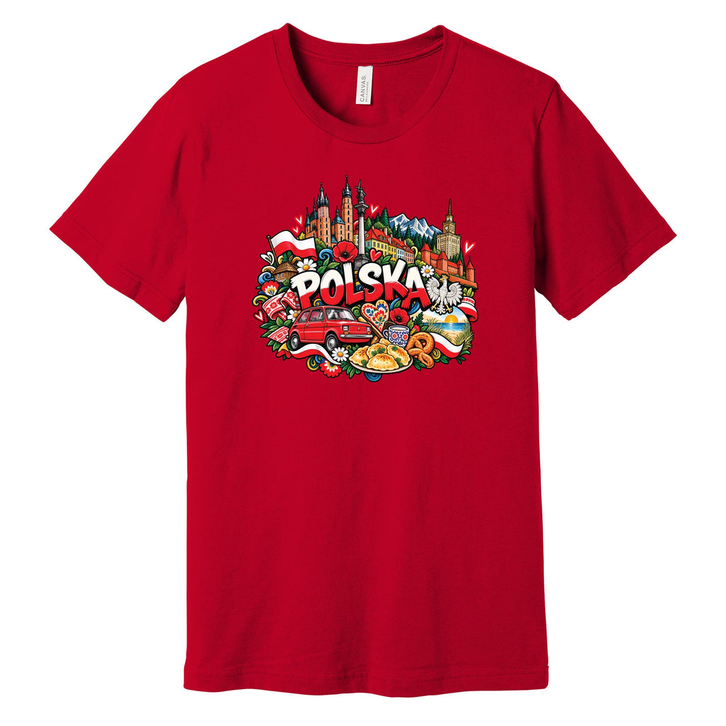 Polska colorful Poland collage Polish t-shirt - red tee