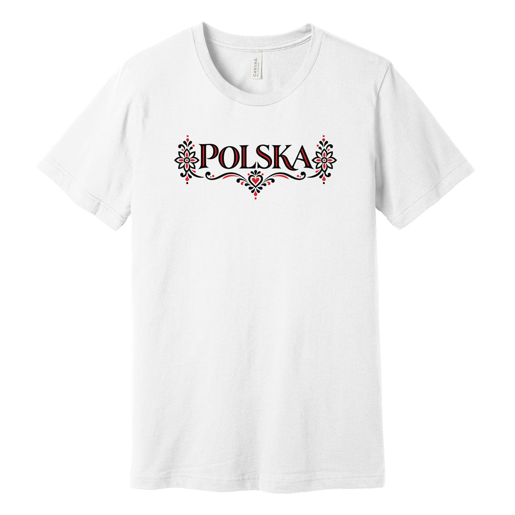 Polska black and red folk ornament Polish t-shirt - white tee