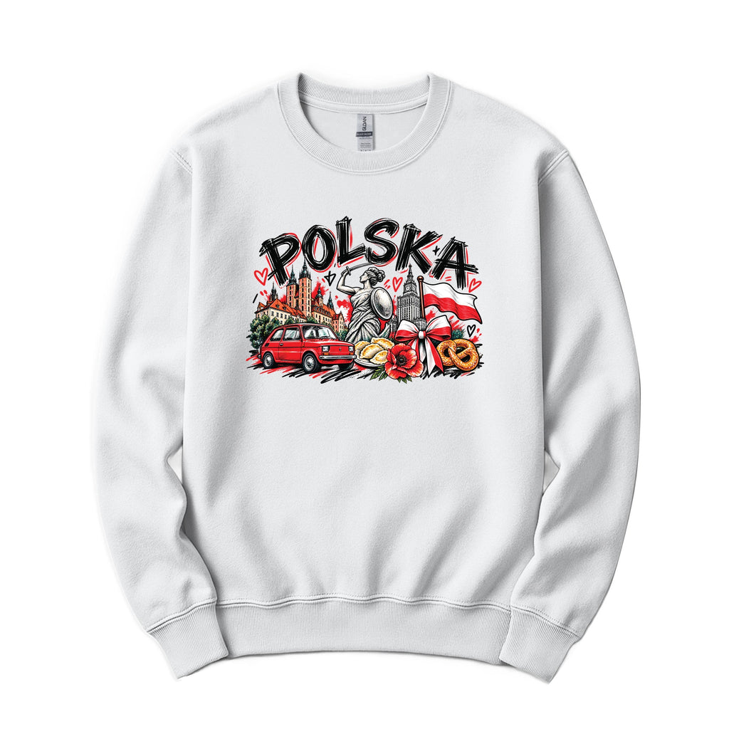 Polska Poland icons graffiti Polish crewneck sweatshirt - white
