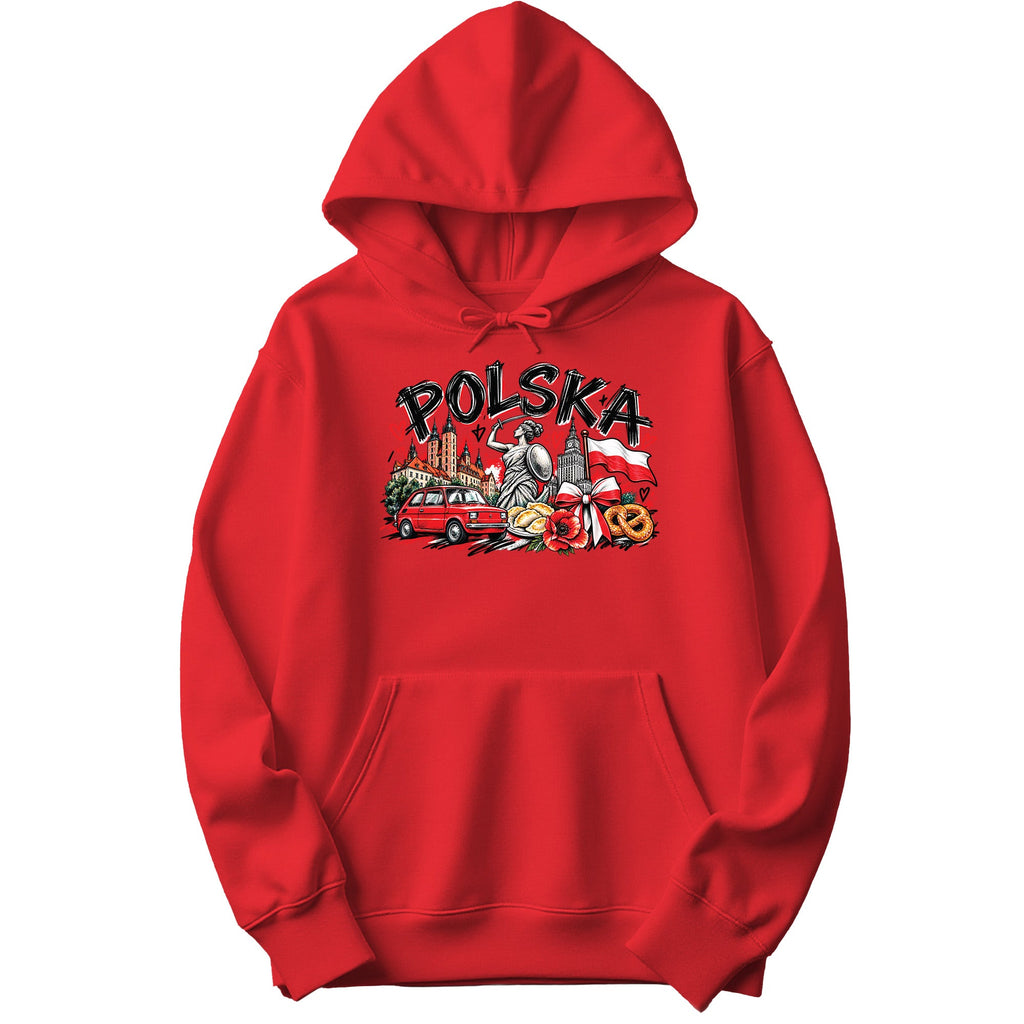 Polska Poland icons graffiti Polish hoodie - red