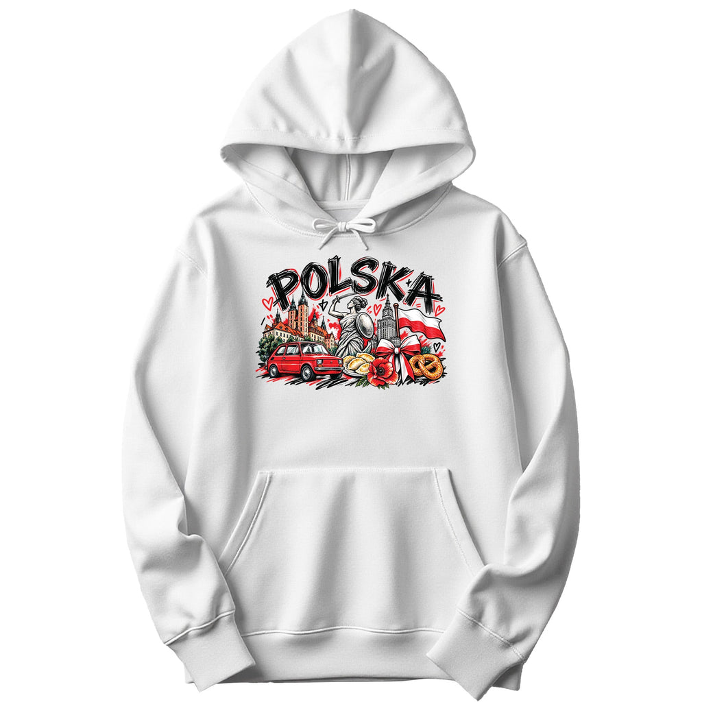 Polska Poland icons graffiti Polish hoodie - white