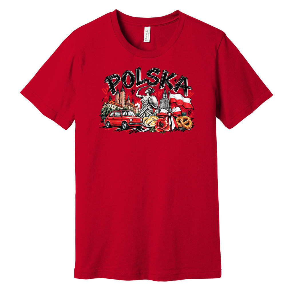 Polska Poland icons graffiti Polish t-shirt - red tee