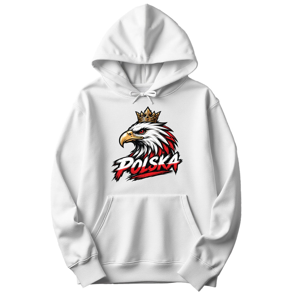 Polska crowned eagle head Polish hoodie - white
