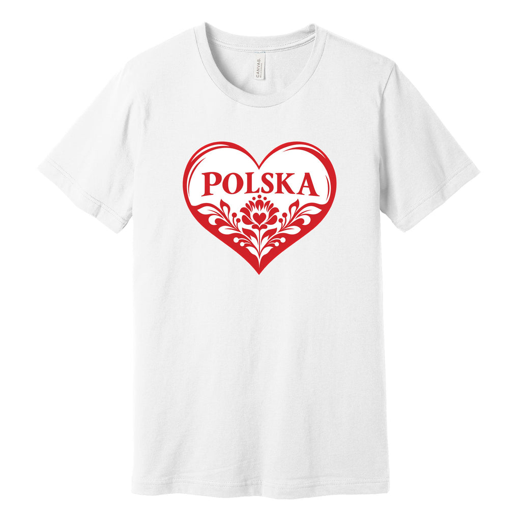 Polska red folk heart Polish t-shirt - white tee