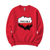 Polska map with forest Polish crewneck sweatshirt - red