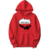 Polska map with forest Polish hoodie - red