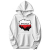 Polska map with forest Polish hoodie - white