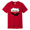 Polska map with forest Polish t-shirt - red tee