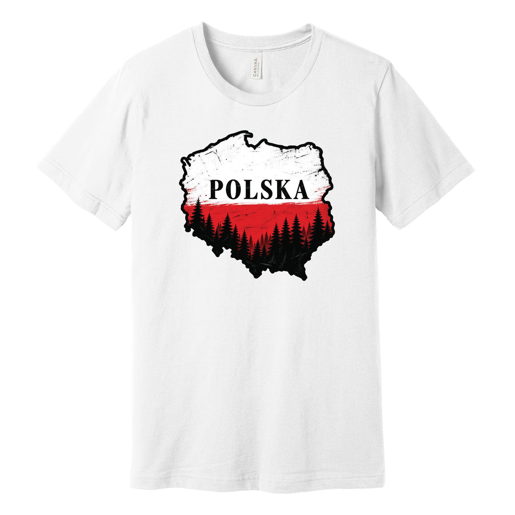 Polska map with forest Polish t-shirt - white tee