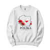 Polska w sercu red poppies Polish crewneck sweatshirt - white