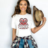 Lifestyle mockup of Polska Folk Heart Polish Tulip Folk Art T-shirt, crewneck and hoodie