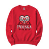 Polska black and red folk heart Polish crewneck sweatshirt - red