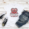 Woman wearing the Polska black and red folk heart Polish t-shirt