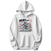 White hoodie with POLSKA Syrenka mermaid of Warsaw and Polish landmarks doodle design