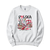 Polska crowned eagle Warsaw Krakow design on white Polish crewneck sweatshirt