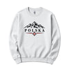 Polska mountains and folk flower design on white Polish crewneck sweatshirt