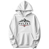 Polska mountains and folk flower design on white Polish hoodie