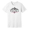 Polska mountains and folk flower design on white Polish t-shirt