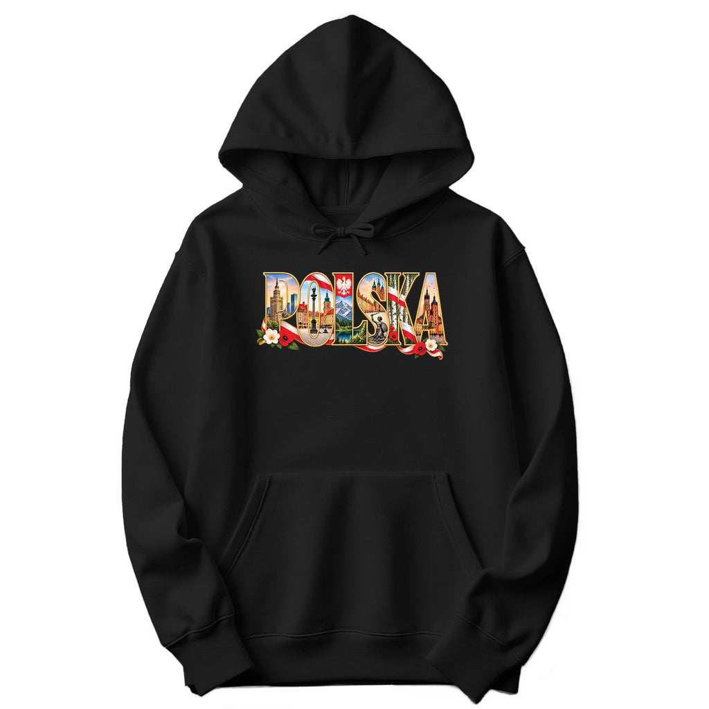 Polska landmarks letters Polish hoodie in black