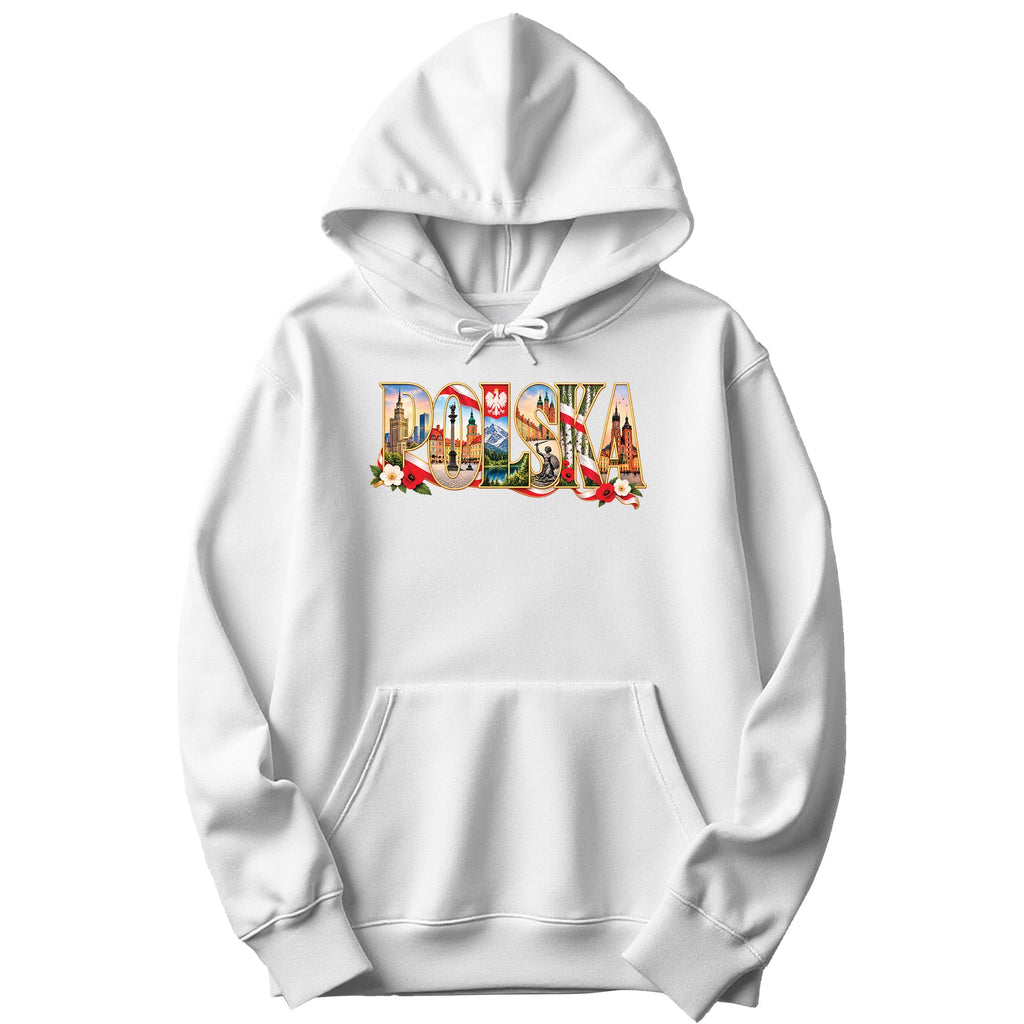 Polska landmarks letters Polish hoodie in white