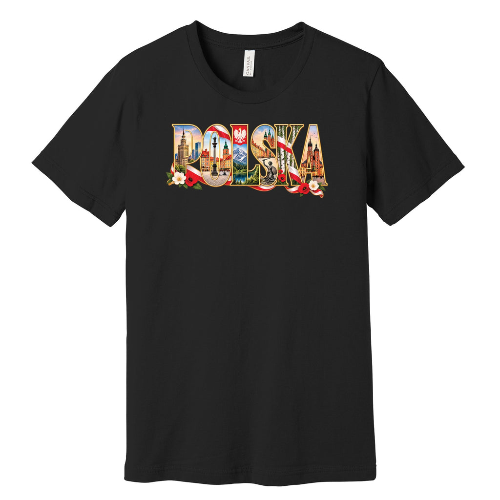 Polska landmarks letters Polish t-shirt in black