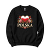 Polska gold heart folk flowers Polish crewneck sweatshirt in black