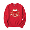 Polska gold heart folk flowers Polish crewneck sweatshirt in red
