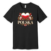 Polska gold heart folk flowers Polish t-shirt in black