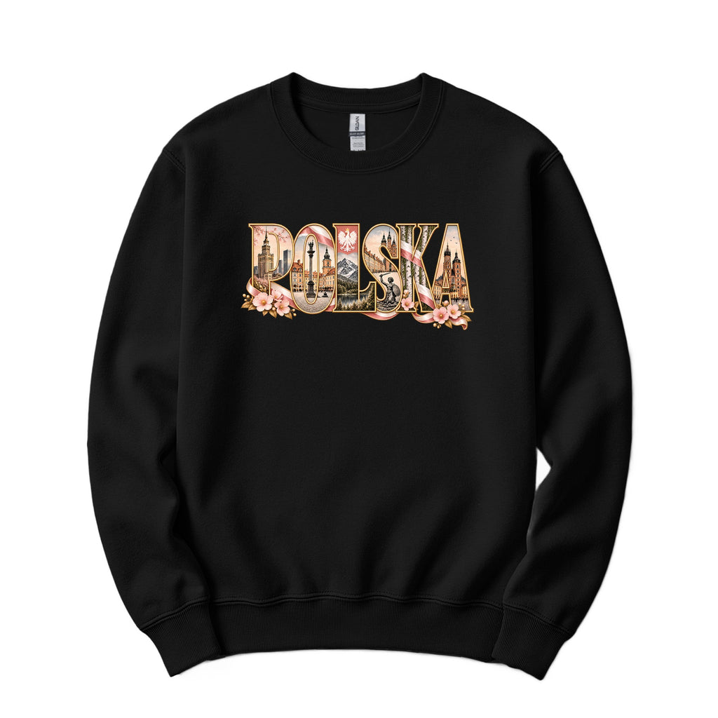 Polska blush pink landmarks letters Polish crewneck sweatshirt in black