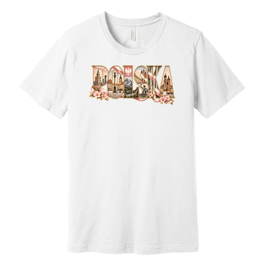 Polska blush pink landmarks letters Polish t-shirt in white