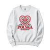 Polska red folk tulip heart Polish crewneck sweatshirt in white
