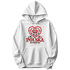 Polska red folk tulip heart Polish hoodie in white