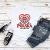 Polska red folk tulip heart Polish t-shirt on woman