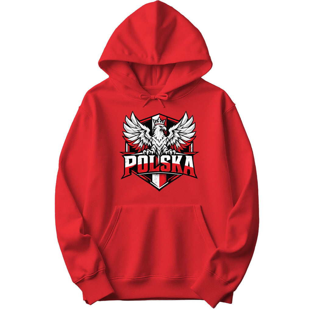 Polska winged eagle shield Polish hoodie in red