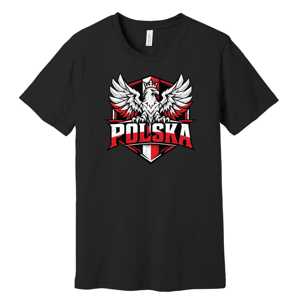 Polska winged eagle shield Polish t-shirt in black