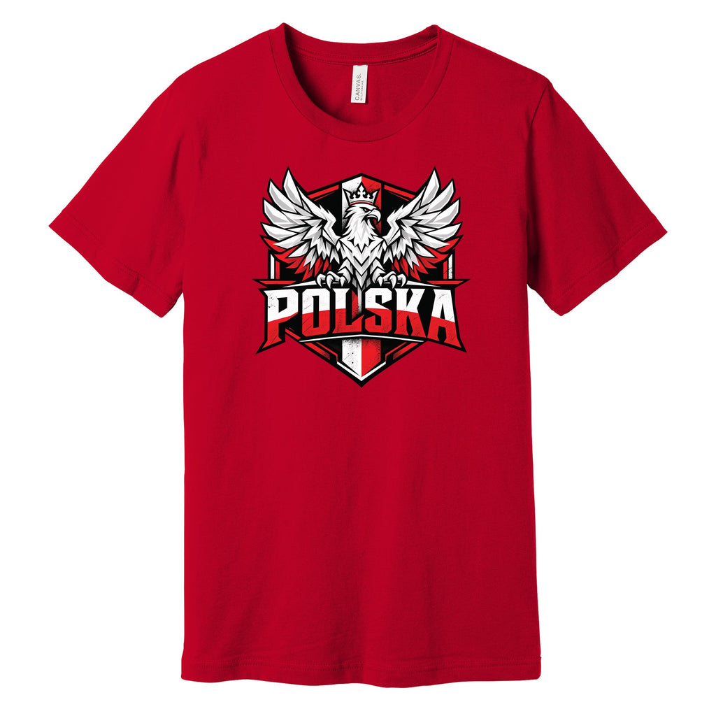 Polska winged eagle shield Polish t-shirt in red