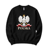 Polska white crowned eagle with flag ribbon Polish crewneck sweatshirt in black
