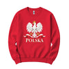 Polska white crowned eagle with flag ribbon Polish crewneck sweatshirt in red