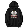 Polska white crowned eagle with flag ribbon Polish hoodie in black