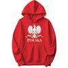 Polska white crowned eagle with flag ribbon Polish hoodie in red