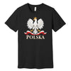 Polska white crowned eagle with flag ribbon Polish t-shirt in black