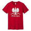 Polska white crowned eagle with flag ribbon Polish t-shirt in red