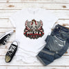 Polska distressed crowned eagle shield with laurel wreath Polish t-shirt on woman