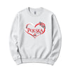 Polska red swirl heart with folk flowers Polish crewneck sweatshirt in white