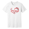 Polska red swirl heart with folk flowers Polish t-shirt in white