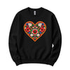 Polish colorful folk flower heart crewneck sweatshirt in black