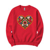Polish colorful folk flower heart crewneck sweatshirt in red